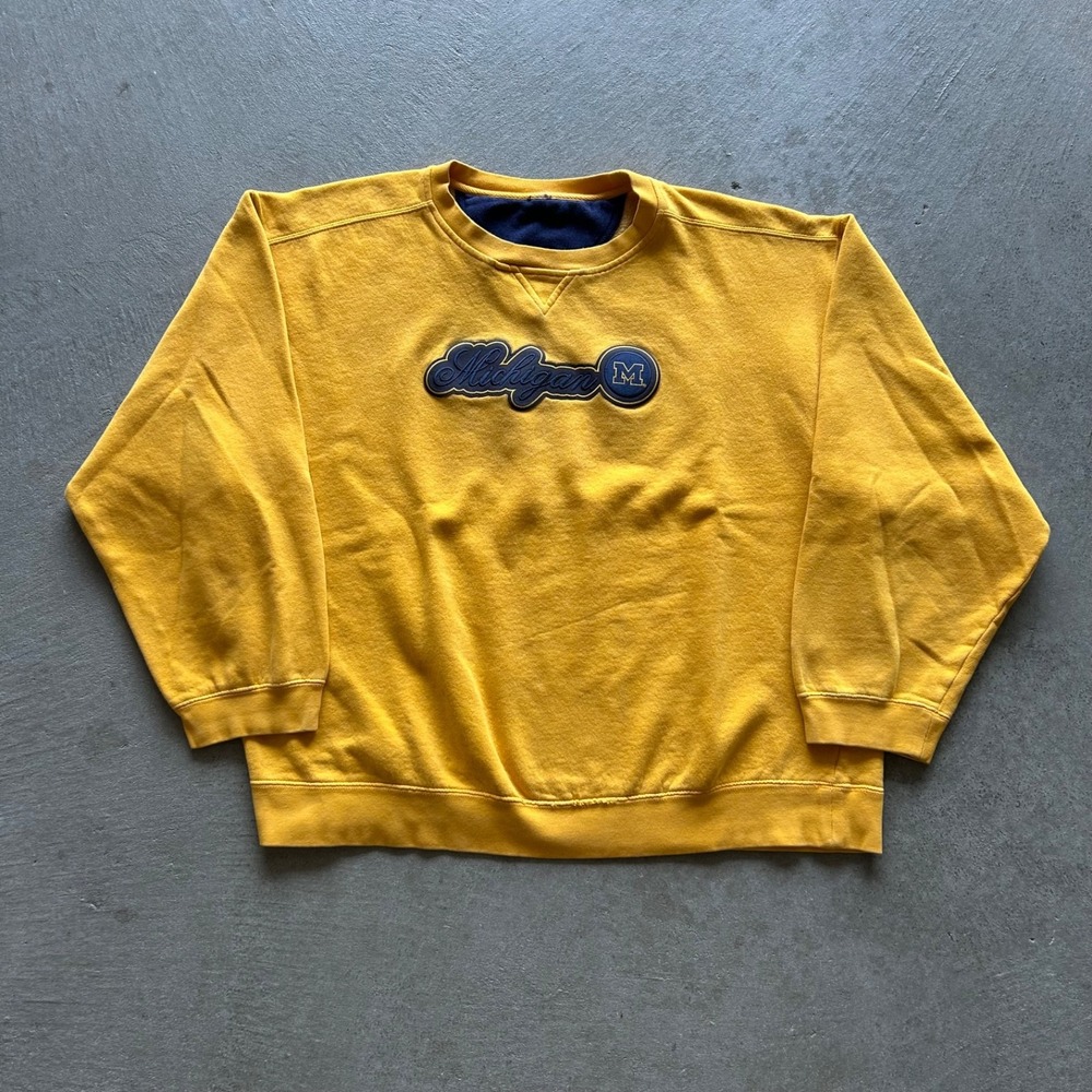 Vintage Starter Michigan Wolverines Sweatshirt Size XXL Yellow Crewneck College